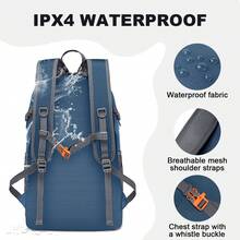 MIYCOO Backpack - Ultra Lightweight Packable Backpack For Travel Camping, 45L Hiking Back Pack Waterproof Foldable Daypack For Men Women Black - 藍色 - 查看 3