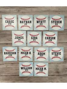 个性化棒球贴花 * 乙烯基棒球贴花 * 个性化棒球贴纸 * 休息区桶贴花 * 休息区桶贴纸 - 彩色 - 查看 5