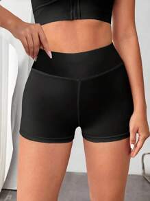 Women's High Waisted Yoga Shorts With Button Pocket - Utility Workout Shorts Tummy Control Butt Lifting Comfy Stretchy For Running Gym, Activewear Athleisure Outdoor Fitness Streetwear