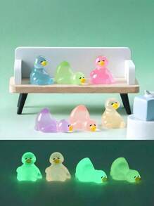 10/20/30pcs Luminous Mini Resin Ducks, Glow In The Dark Goose Tiny Figures, Cute Animal Statues For DIY Fairy Garden Micro Landscape Aquarium Micro Landscape Aquarium Potted Plants Decoration,Perfect Birthday Gift(Random Color)