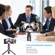 ميكروفون لاسلكي صغير الحجم للهاتف الذكي، ميكروفون لاسلكي للتشغيل بالوصل والتشغيل لتسجيل الفيديو والصوت، ميكروفون بنمط المقلمة للمقابلات والتدريس