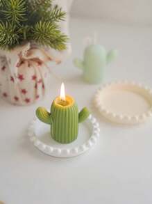 1pc A Pearl Edge Gypsum Aromatherapy Candle Tray, Gypsum Material, Ins Style Candle Holder, Shooting Props, Round Tray, Home Decoration, Gift Decoration, Handmade Creative Candle Base Vessel Aromatherapy Candle Tray