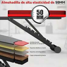 Banco de Ejercicio Multifuncional Ajustable con Banda de Resistencia y Almohadilla de Soporte de Mancuernas, Banco Pesas Multiposiciones Plegable para Entrenamiento en Casa, Gimnasio, Levantamiento de Pesas, Ejercicio y Entrenamiento de Cuerpo Completo - 1 - Ver 8