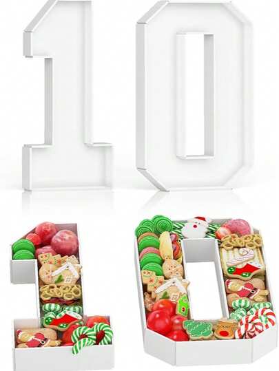 1 件 3D 数字形状水果、糖果盘、周年纪念巧克力糖果盘、水果饼干甜点盘、甜点展示架、毕业典礼、生日节日新年派对餐桌装饰、理想选择