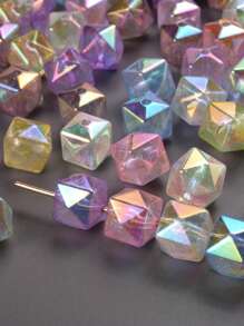 10 pièces Perles à trou droit en forme de rhomboïde géométriques de style aléatoire avec saupoudrage doré. Accessoires de décoration pour la fabrication de bijoux, bracelets, chaînes de téléphone portable, porte-clés