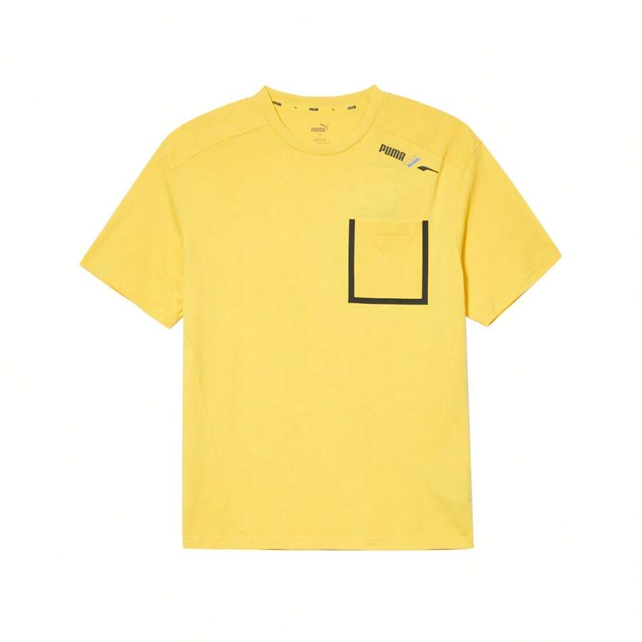 Puma Men Letter Graphic Patched Pocket Sports Tee - Yellow - View 1