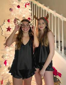 S.Ekouaer Satin Pajama Set Women Silk Pjs Women Set Camisole Top And Shorts With Ruffle Sleepwear