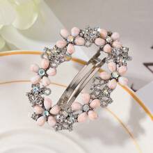 1个复古镂空合金发夹，镶嵌水钻，椭圆形奢华发饰爪夹，发卡，学生用品，发饰，头部饰品，女士发饰，发夹 - 彩色 - 查看 8