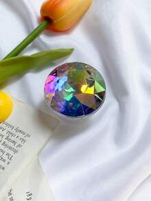 1 suport de telefon cu prindere din stras cu pietre prețioase în culorile bomboanelor, suport portabil pentru birou, suport reglabil pentru telefon cu pernă de aer, compatibil cu iPhone, telefon Android, cadou pentru ziua de naștere, familie, prieteni, prindere de telefon cu prindere prin tragere, accesorii pentru telefon