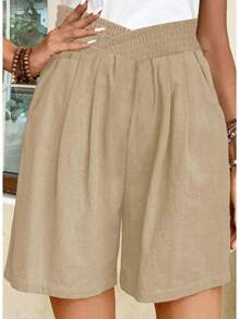 Womens Plus Size Shorts Casual Elastic Waist Drawstring Comfy Lightweight Summer Shorts With Pockets(1X-5X)