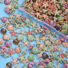 15/30 件什锦 3D 油滴海星、贝壳、贝壳锌合金吊坠，适用于 DIY 波西米亚风格手链、项链、钥匙扣、珠宝配饰 - 彩色 - 查看 10