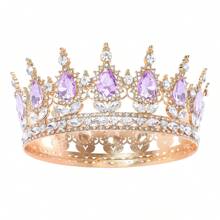 1pc Elegant Baroque Style Diamond Tiara, Luxury Princess Bridal Crown, Shining Round Headpiece For Women, Exquisite Wedding Hair Accessories, Not Washable, Special Occasion Jewelry