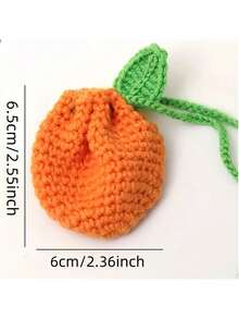 手工钩编水果零钱包 - 亮橙色针织钱包，草莓钩编收纳袋，包包挂饰，耳机收纳袋，钥匙扣，时尚旅行配件及女士礼物，迷你零钱包 - 彩色 - 查看 10