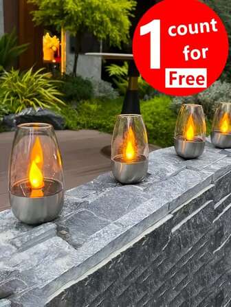 1/6 件 LED 太阳能蜡烛灯 - 逼真闪烁火焰蜡烛夜灯，适用于派对装饰，太阳能电池板可充电电池供电塑料桌面装饰，适用于室内、室外、露营、礼品、花园装饰、万圣节阳台装饰、蜡烛灯、花园灯 - 露营装备 | 万圣节装饰 | LED 灯 | 圣诞蜡烛灯