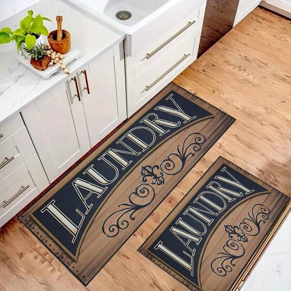 Rural Laundry Room Floor Mats, Anti-Slip Washable Polyester Rugs, Machine Washable, Medium Thick Woven, Stain Resistant Carpets For Kitchen, Bathroom And Hallway, Holiday Decorations - Mechanized Manufacturing