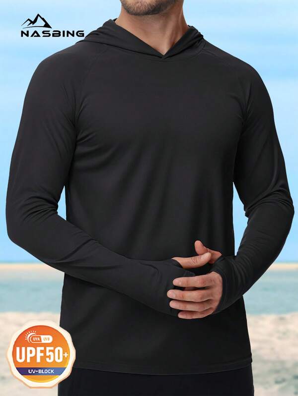 Men's Sunprotection T-Shirt Hooded Quick-Drying Lightweight Rash Guards Sports Tee Long Sleeve Running Athletic Fishing Training