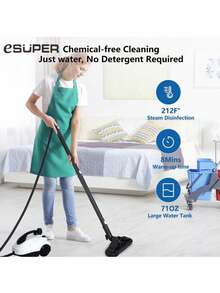 ESUPER Steam Mop - 19-In-1 Steam Cleaner For Home With 71 OZ Water Tank & 16.4FT Power Cord, 2000W, Detachable Steam Mops For Floor Cleaning MultiPurpose Steamer For Hardwood, Tile, Furniture With 19 Accessories - EU E Type Plug(220-240V) - View 1