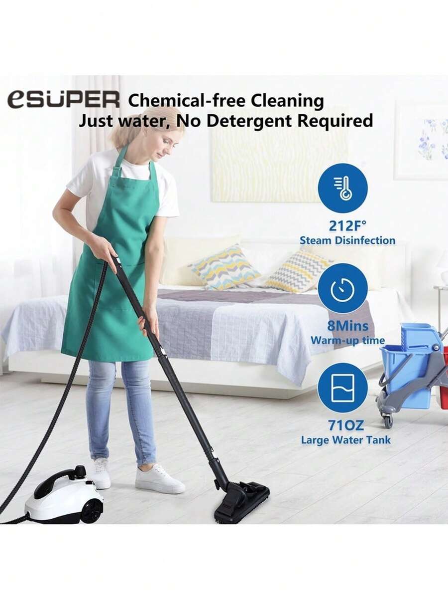 ESUPER Steam Mop - 19-In-1 Steam Cleaner For Home With 71 OZ Water Tank & 16.4FT Power Cord, 2000W, Detachable Steam Mops For Floor Cleaning MultiPurpose Steamer For Hardwood, Tile, Furniture With 19 Accessories - EU E Type Plug(220-240V) - View 1