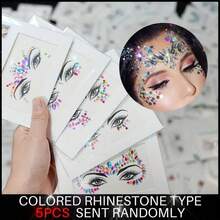 5/10/30pcs Face Jewelry Stickers, Face Gems, Face Stickers, Glitter Rhinestone Jewelry Stickers, Mermaid Face, Mixed Styles, Face Jewelry Stickers, Party Rhinestone Face Stickers, Holiday Decorations (Colors And Shapes Random), Party Accessories, Masquerade Ball Decorations - Multicolor - View 2