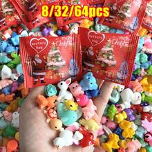 8/32/64pcs Animals Mushroom Miniature Christmas Mystery Bag Colorful Resin Animal Garden Yard Figurines Blind Bags, Perfect Gift For Families And Friends, Suitable For Christmas Day Xmas Party - Red - View 2