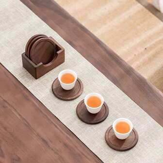 1pc Black Walnut Wood Coaster / 1set Coaster Set / Round Coaster / Beech Wood Coaster Set / Coffee Cup Coasters, Table Decor