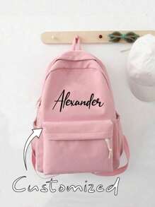 Customization Cute Student Backpack, Customized Name, Classic Simple Y2k Large Capacity Backpack School Bag Suitable, Very Suitable For Outdoor, Travel And Back To School School Bag Portable, Multi-Functional School Supplies, School Backpack High School, Junior High School, Work, Outdoor, Sports, Shopping Suitable For College Students, Suitable For School Students
