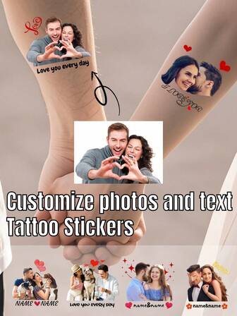 30-300 buc tatuaje temporare de nuntă cu fotografii și text personalizate, tatuaje false personalizate, tatuaje temporare personalizate pentru copii, cadouri de nuntă cu imagini personalizabile, autocolante tatuaje de ziua de naștere, aniversări, Ziua Îndrăgostiților, ceremonii de absolvire, cadouri de ziua de naștere, cadouri ideale pentru el/ea, prieteni, copii, bărbați, femei, familie
