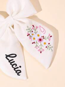 1 Stück individuell bedruckter weißer Haarschleife für Mädchen, Blumen gestickter Schleifenhaarclip mit Schwanz, individuell bedruckter weißer Haarnadel, elegante Haarstyling Clips Haarschmuck für Kinder und Babys