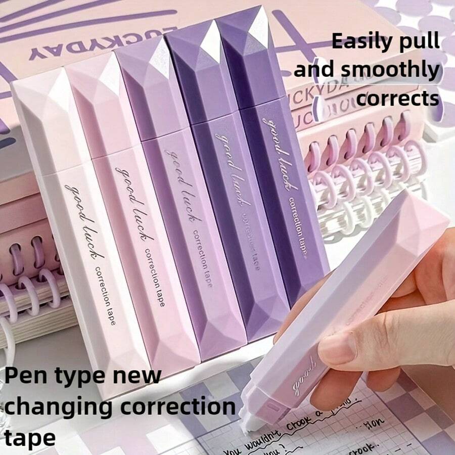 5pcs Pen Shaped Correction Tape, Easy-To-Use Applicator For Instant Correction, Ideal For Schools And Offices Back To School - Multicolor - View 1