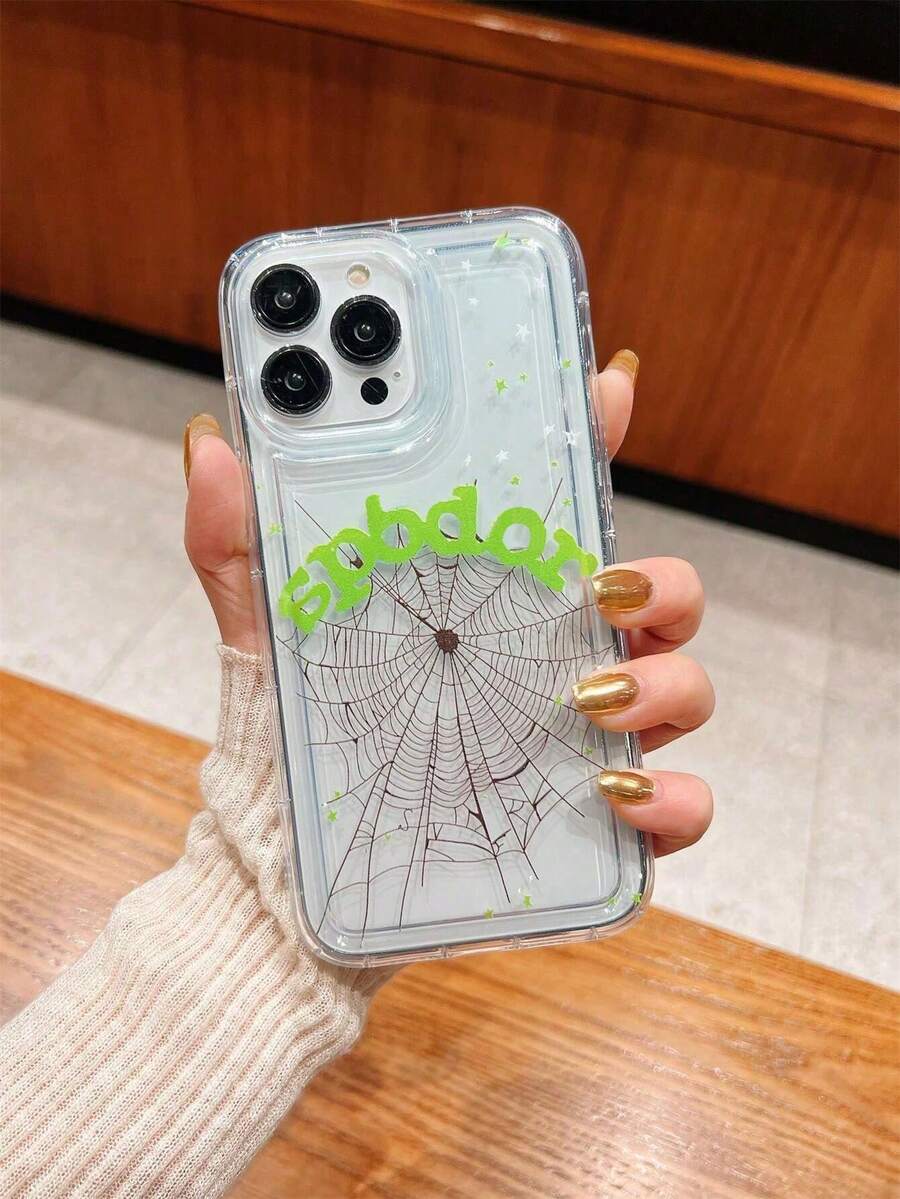 Funda para teléfono 1 pieza Nueva funda para teléfono TPU Spider Web compatible con funda para teléfono 5 15pro 14 A prueba de golpes Anti-caída Marca elegante Linda Compatible con funda para teléfono 3/12/11/15Promax/14Promax/13pro/12Promax/ Xs/X/16Promax 1 pieza - Multicolor 2 - Ver 1