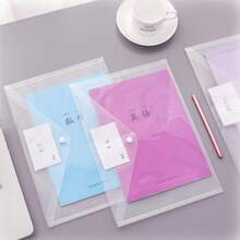 8pcs/16pcs 11 Hole Transparent Document Bag Snap Button/Hook And Loop Waterproof A4 Document Bag Suitable For 2.3.4 Hole Clip - Transparent Document Bag - View 3