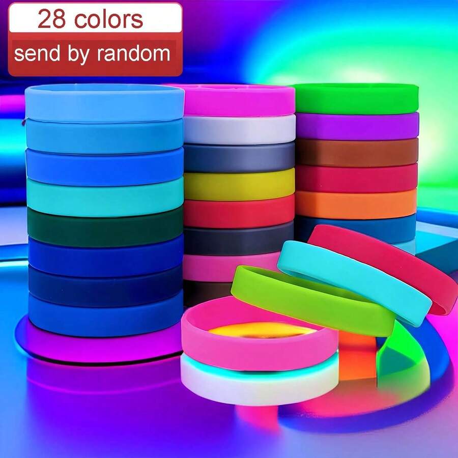1-50pcs Rubber Wristbands Colored Inspirational Silicone Bracelets Stretch Unisex Wristbands For Women Men Gifts - Multicolor - View 1