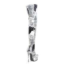 Stiletto Heel Platform Newspaper Thigh High Boots - Newspaper Texture - View 5