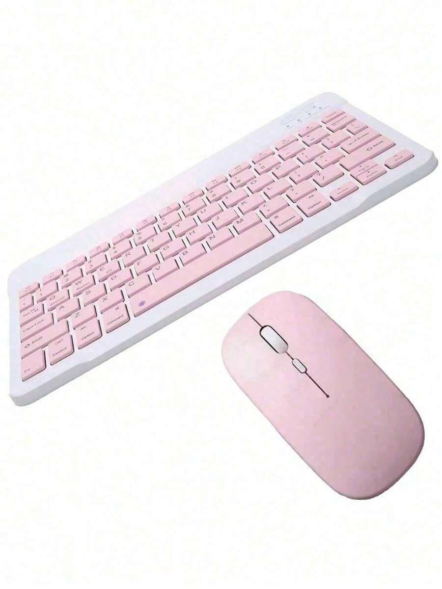 Macaron Color Wireless Bluetooth Keyboard And Mouse Kit Suitable For PC, IPad, Tablet And Notebook - 玫瑰紅 - 查看 1