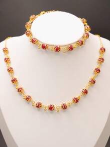 Set di 2 pezzi composto da collana e braccialetto, serie di perle di nicchia, stile minimalista