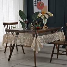 1pc Transparent PVC Tablecloth, Rectangular 55"X86", Modern Countryside Home Decor, Kitchen, Wedding, Picnic, Restaurant