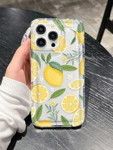高品质透明手机壳，带有黄色花朵和柠檬设计，防震防刮保护套，兼容 Apple 16、11、12、13、14、15 Pro Max Plus、XR、16 Pro Max 和 Galaxy S10、S20、S21、A53 5G、A50、S21 Ultra、A32 5G，是送给朋友的理想礼物，防水防摔