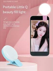 4/2/1 pieza Luz anular LED portátil alimentada por USB compatible con iPhone, portátil, mini luz anular para video, foto, fotografía, lámpara con clip - Blanco - Ver 10