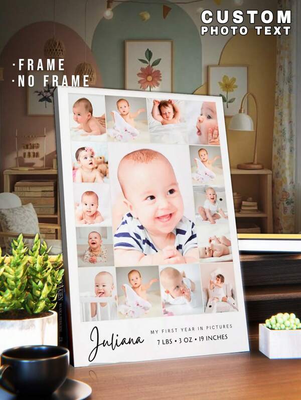 1 pezzo Stampa su tela personalizzata con foto e testo, personalizza con nome, testo, regalo personalizzato, regalo per neonato, regalo per bambina, regalo per bambino, regalo per nuovi genitori, ricordo, stampa su tela con il tuo nome come decorazione murale personalizzata per camera da letto, soggiorno, matrimonio, bebè, animali domestici, famiglia, amore, coppia, amico, immagine, foto, opera d'arte incorniciata, regalo di Natale, migliore amico, regalo per la famiglia, regalo di compleanno, regalo per famiglia/amico, ritorno a scuola