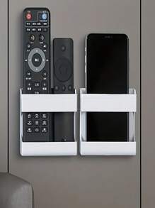 Wall-Mounted No Drilling Adhesive Mobile Charging Stand, Remote Control Holder Storage Box - Can Horizontally Place Mobile Phones For Viewing, Multifunctional Organizer Box For Household Appliances, Non-Slip, No-Drill Bedside Storage Rack, Suitable For Phones And Remotes, Space-Saving Bedside Storage Box, With Strong Adhesive, Plastic Multipurpose Storage Rack, Suitable For Home, Office, Car, Minimalistic Appearance, Easy Installation, Practical Shelving