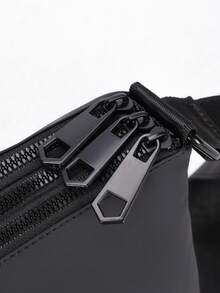 Men's Casual Crossbody Bag, Multi Compartment Zipper Design, Large Capacity Shoulder Business Commuting Bag - Black - View 4