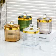 1pc/4pcs Custom Storage Jars, Personalized Custom Plastic Storage Jars, Minimalist Transparent Moisture-Proof Sealing Boxes, Suitable For Kitchen Storage Boxes, Spice Storage Boxes, Cleaning Swab Storage Boxes, Minimalist INS Style, High-Quality Storage Jars, Family Storage Classification, Home Decoration, Categorized Storage, Cosmetic Storage, Gifts For Mom, Gifts For Him.