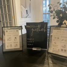1 件照片留言簿 Snap It Stick It Sign It 透明玻璃外观亚克力婚礼标志、照片亭站留言簿 Lucite 桌标、迎婴派对装饰、婚礼装饰、生日派对、毕业典礼、订婚、公司活动、追悼会、葬礼、盛大开幕、新娘送礼会