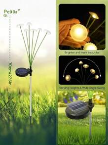 1 Peça Luz de Dente-de-leão de LED Alimentada por Energia Solar, 3 Cabeças de Flores Artificiais Multicoloridas com Efeito Luminoso para Jardim, Pátio e Decoração de Gramado - Perfeito para Festas e Temporada de Formatura, Luzes de Jardim Solares
