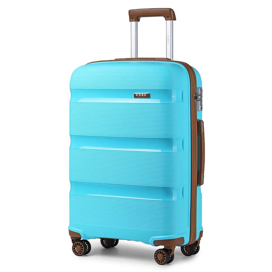 Hard-Shell Suitcase Set 14/20/24/28 Inches With Beauty Case – 4-Piece Trolley Suitcase Set Made Of Polypropylene With TSA Lock, 360° Wheels And Telescopic Handle – Also Available As Individual Suitcase - 淺藍色 - 查看 1