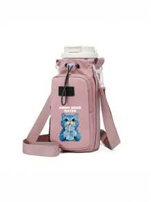 `1PC Nylon Water Bottle Carrier With Adjustable Shoulder Strap, Insulated Outdoor Hiking Camping Travel Accessory With Zippered Pockettravel Organizer Small Suitcase Accessories Home Cruise Essentials Travel Bag Mini Portable Travel Organizer Portable Holiday Organizer