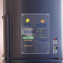 1pc Magnetic Acrylic Memo Board Set - Multi Functional Weekly Plan And Refrigerator Storage Box, Kitchen/Office Refrigerator Notepad, Weekly And Monthly Plans, Reusable Shopping List And To-Do List Manager, Transparent Note Holder, Can Be Used For Notes, Messages, And Writing, Erasable, Can Be Used As A Magnetic Refrigerator Sticker, Equipped With 6 Whiteboard Pens - Multicolor - View 4