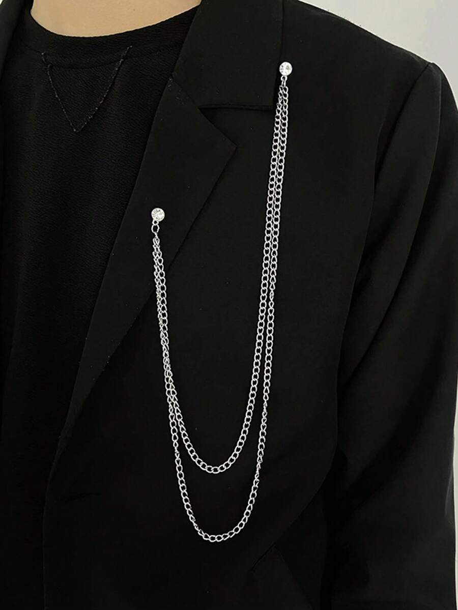 百搭时尚长链胸针，优雅简约西装配饰，多种款式适合男士 - 胸針 - 查看 1