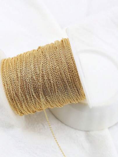 5m/1m/Pack Steel Chain Bulk, Suitable For Silver/Rose Gold O-Shape Flat Chain 1mm/1.5mm/2mm/2.5mm Necklace DIY Jewelry Supplies (Consumable)