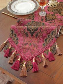 1 块米色咖啡桌布，适用于控制台桌、电视柜、橱柜、入口通道、极简主义和复古风格